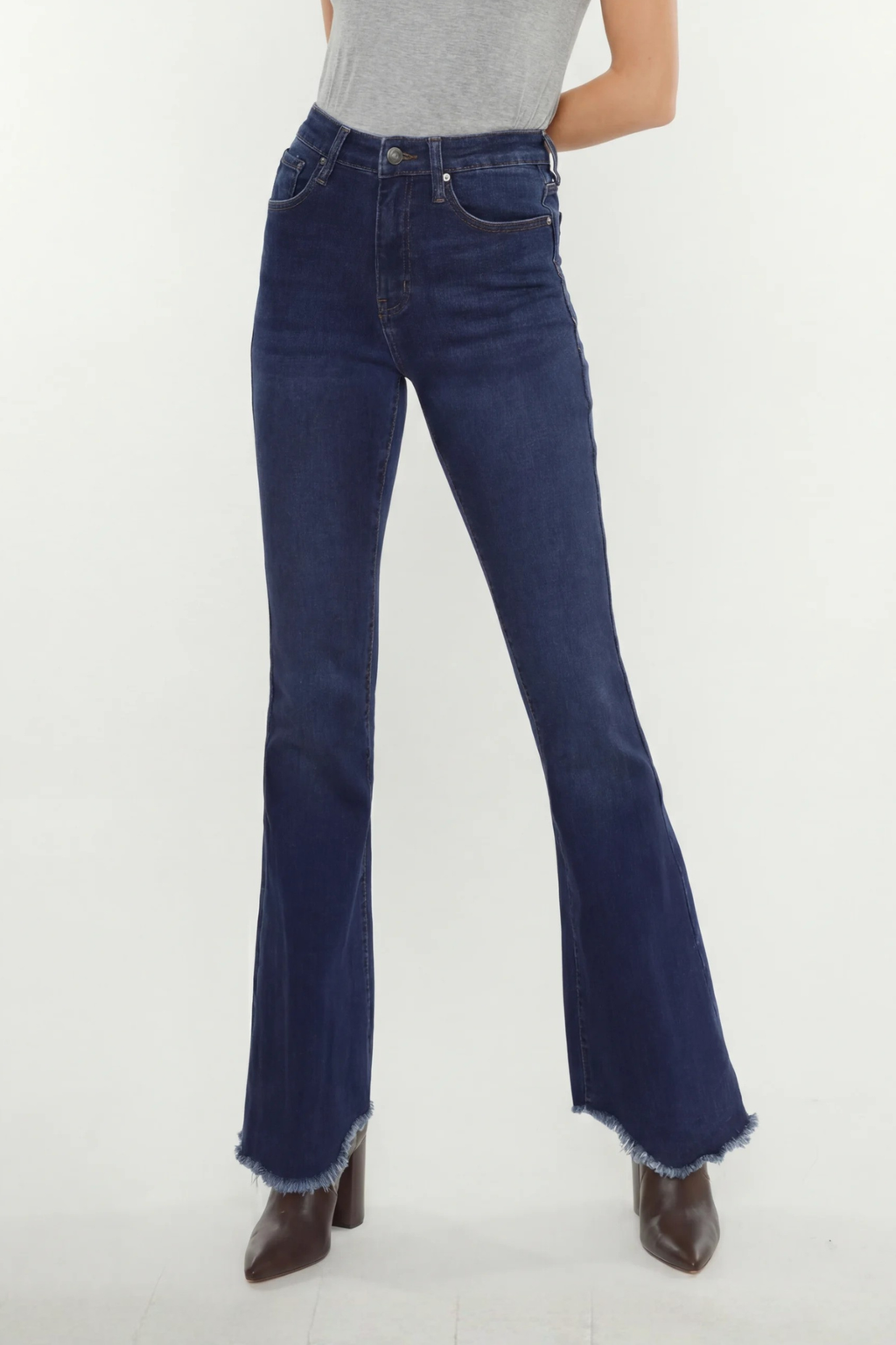 Frayed Hem Flare Jeans