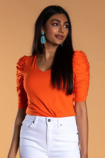 Brigitte Brianna Ruched Sleeve Top