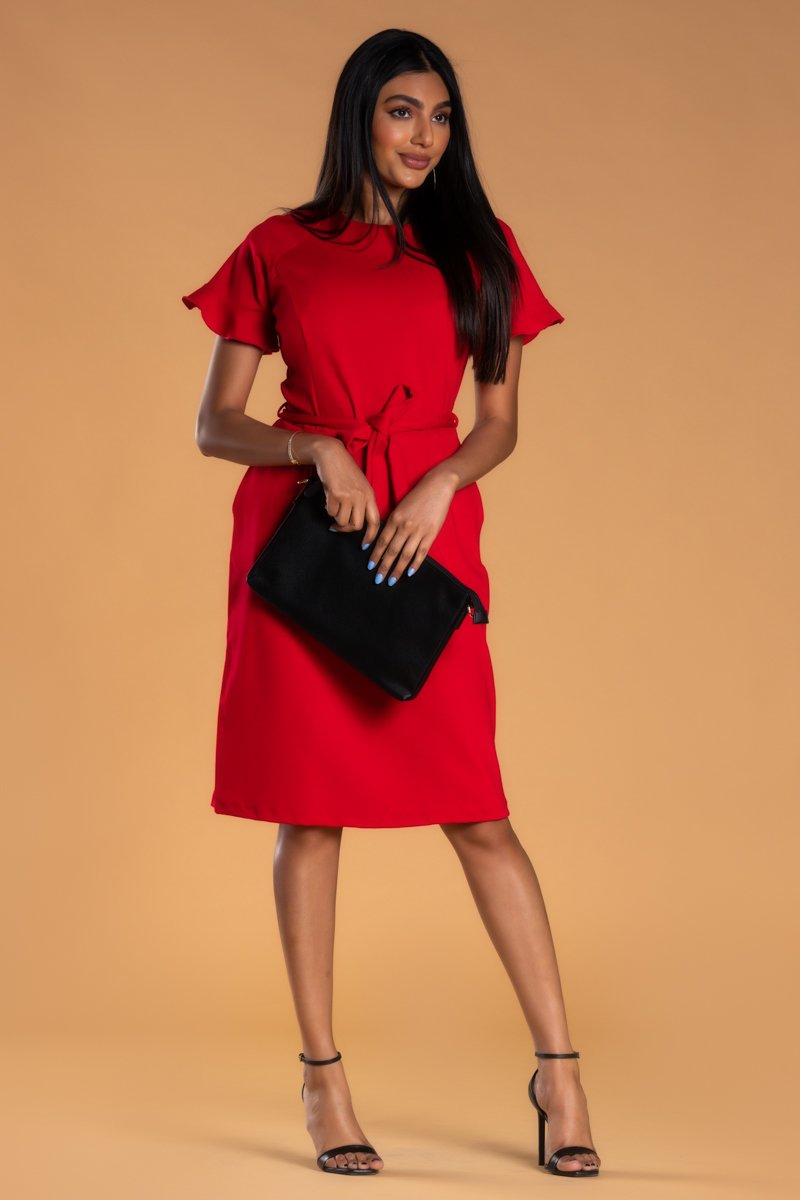Brigitte Brianna Ruffle Sleeve Dress