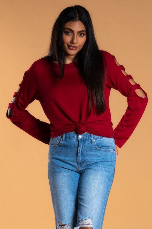 Brigitte Brianna Slit Sleeve Sweatshirt